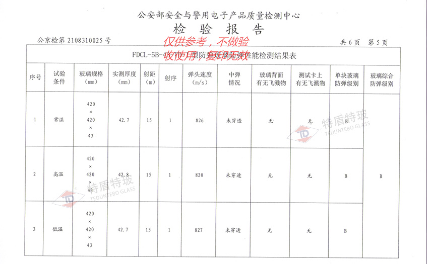 防弹玻璃检测标准